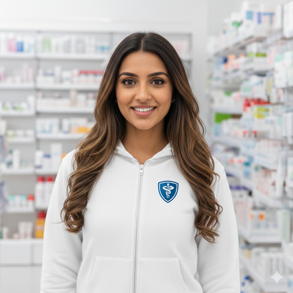 MEDICAL EMBLEM WHITE ZIP-UP HOODIE